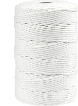 G2PLUS White Macrame Cotton Rope Cord 3mm 200M Craft Twine for DIY