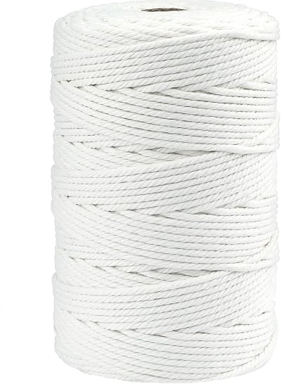 G2PLUS White Macrame Cotton Rope Cord 3mm 200M Craft Twine for DIY