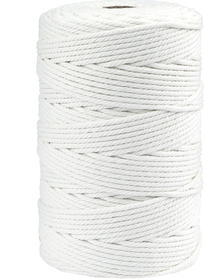 G2PLUS White Macrame Cotton Rope Cord 3mm 200M Craft Twine for DIY