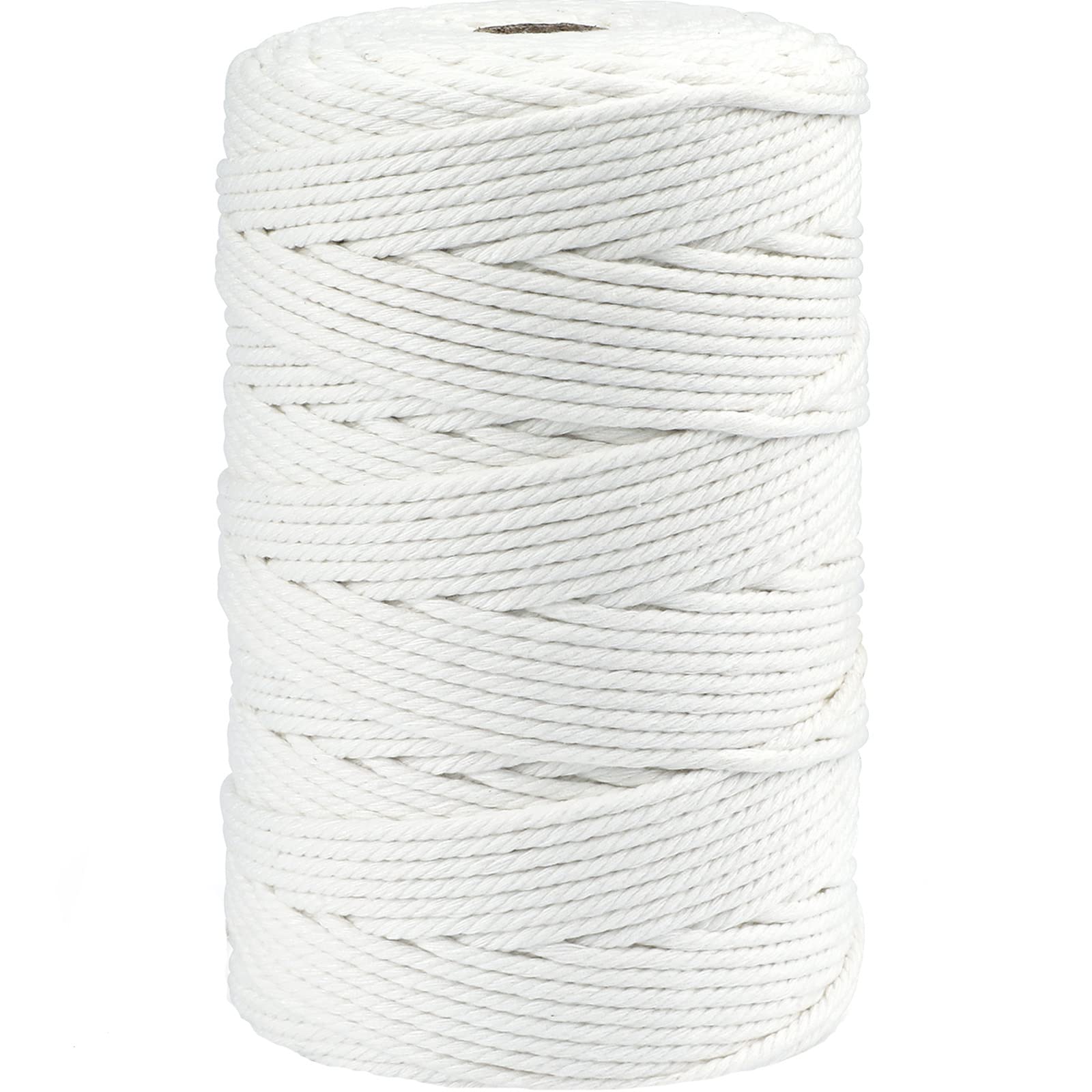 G2PLUS White Macrame Cotton Rope Cord 3MM Craft Cotton Twine String, 200M Durable Bakers Twine for DIY Crafts and Handmade Arts (White)