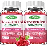 Sijigood 2000mg Organic Resveratrol Gummies for Women - Sugar Free Resveratrol-Nutritional-Supplements for Antioxidant Support, Cellular Health, Immunity, Brain & Energy, Raspberry Flavor, 120 Count
