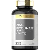 Carlyle Zinc Picolinate 50mg Capsules | 300 Count | Non-GMO and Gluten Free Supplement