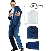 JQAKFIY Austin Power Costume Men 80s 90s Pimp Costumes Halloween Spy 60s Outfit Blue Or Purple Swinger Suit With Glasses
