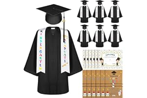 Silicherry 6 Sets Matte Kindergarten Graduation Gown Cap Set with 2024 Tassel Stole Certificate Graduation Gifts Bracelet