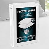 Protect-A-Bed AllerZip Waterproof Pillow Protectors, Queen (2 Pack) | Six-sided waterproof zippered protection helps block bed bugs dust mites and spills, quiet and machine washable