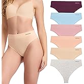 BAMBOO COOL Women's Thongs Seamless Moisture-Wicking Breathable Underwear Stretchy Panties Tagless 6 Pack