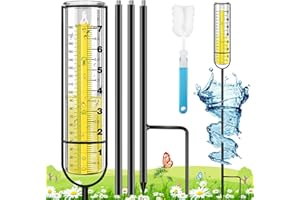 Rain Gauge Outdoor, Rain Gauges with Metal Stake for Yard, Upgraded Large Clear Numbers 7'' Freeze Proof Thickened Transparen
