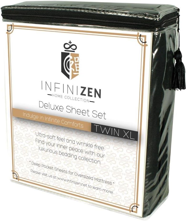 Infinizen Deluxe Bed Sheet Set (Black, Twin XL)