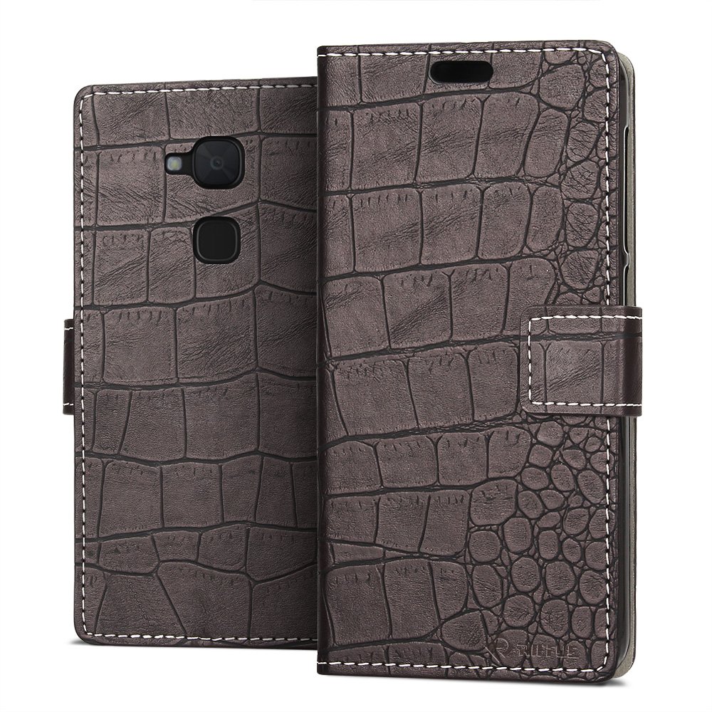 Riffue® Funda BQ V Carcasa BQ Aquaris V Libro Slim con Cuero