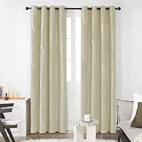Deconovo Blackout Curtains Eyelet Silver Wave Foil 52x84 Beige 2 Panels view 2