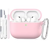 MHYALUDO for AirPods Pro 3 Case with Cleaner Kit, Pink | Soft Silicone Protective Cover with Keychain &amp; Lanyard, Shockproof Case, Wireless Charging Compatible