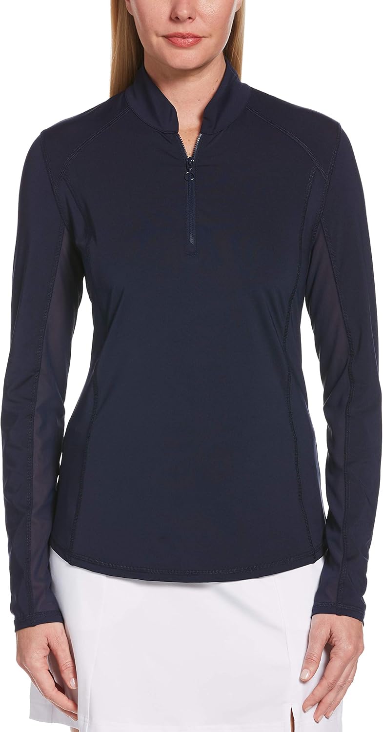 PGA TOUR Women's 1/4 Zip Long Sleeve Sun Protection Shirt: Clothing