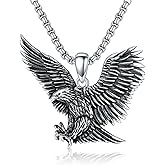 Lattd Eagle Necklace 925 Sterling Silver Eagle Pendant Jewelry for Men