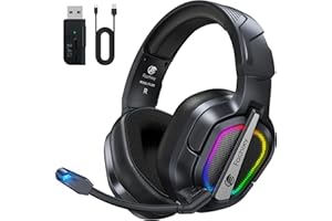 Fachixy FC200 Wireless Gaming Headset for PS5, PS4-2.4GHz USB Foldable Headphones with Mic - 3D Stereo Bluetooth Headset with 50Hrs Battery Life, for Switch, PC, Mac, Mobile