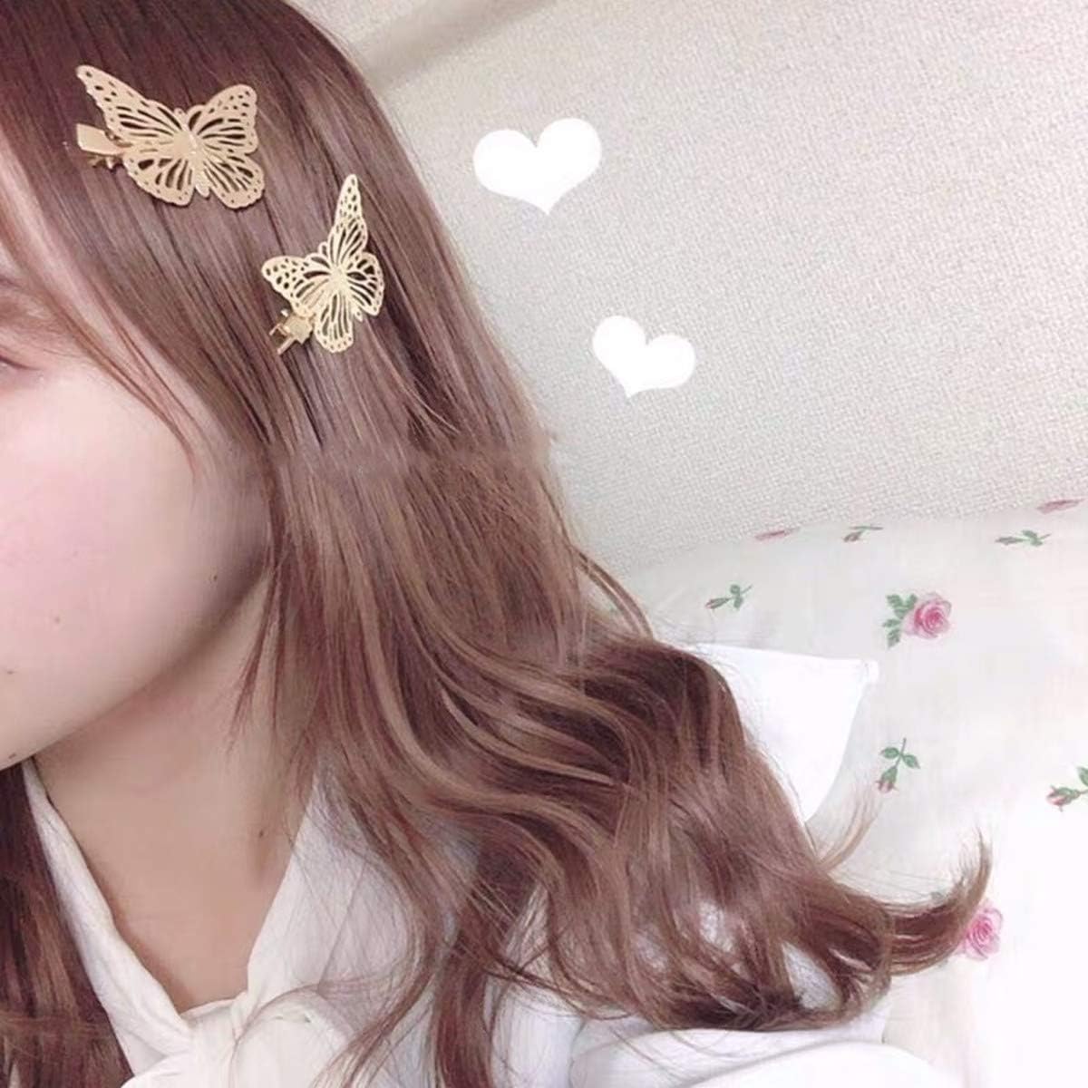 12 Pcs Butterfly Hair Clips, Metal Gold Butterfly Hair Pins Hair Clips Woman Girl Hair Accessories(Right and Left) - Image 3