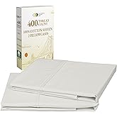 California Design Den Standard Queen Size Pillowcase Set - 400 Thread Count, 100% Cotton Sateen, Set of 2 Pillow Covers, Soft and Breathable - Ivory (Pale Tone)