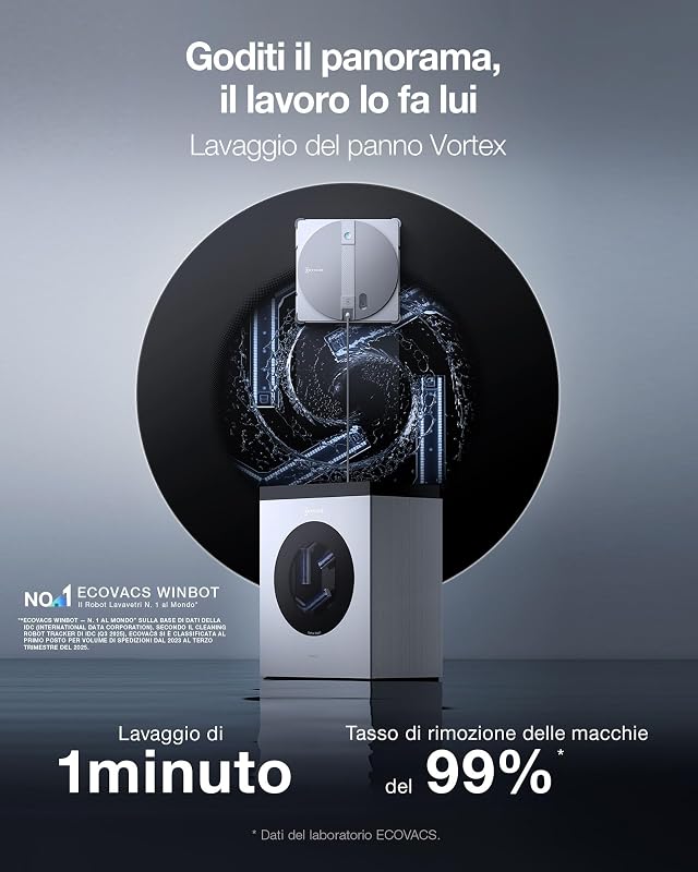 WINBOT W3 OMNI Robot Lavavetri con Stazione Multifunzione, Lavaggio Automatico del Panno, Pulizia Intelligente fino al Bordo, Nebulizzazione a Triplo Ugello, Controllo tramite App