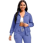 Scrubspro Scrub Jackets long Sleeve Medical Scrub Jackets for Women Zip Front