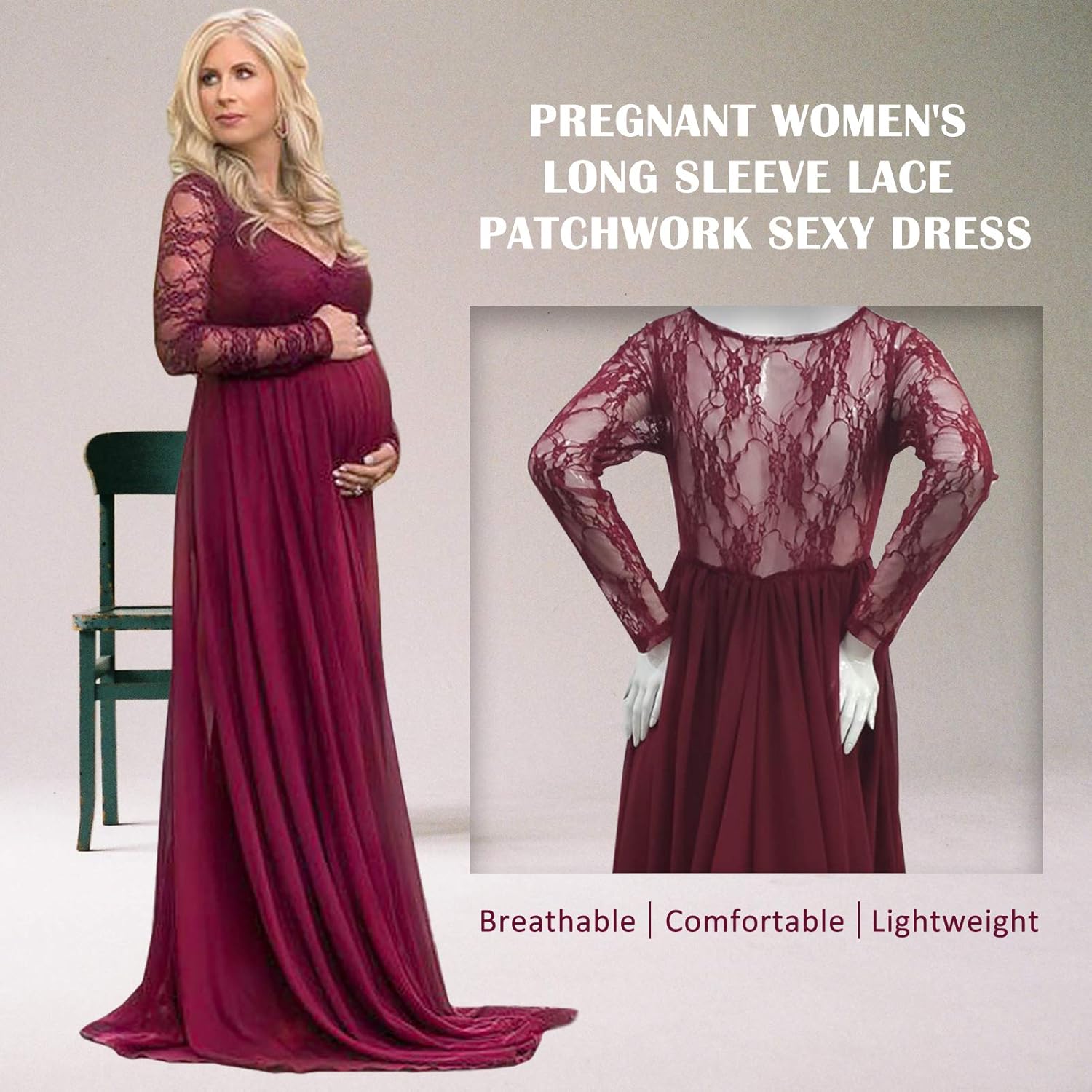 Women's Maternity Dress Maxi Baby Shower Pregnancy Dresses for Photoshoot at  Women’s Clothing store
