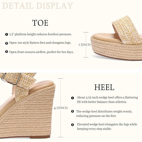 VICKI·VICKI WOMEN’S PLATFORM SANDALS WEDGE ESPADRILLES WEDGES HEELS SANDALS WOMEN SHOES APRICOT SIZE 6.5