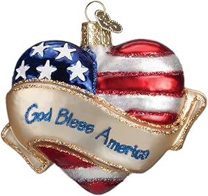 Old World Christmas Assortment Glass Blown Ornaments for Christmas Tree God Bless America Heart