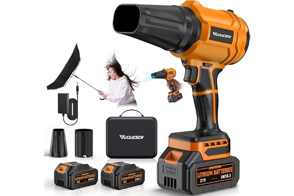 YUQUESEN Cordless Leaf Blower, 980,000 RPM Handheld Leaf Blower with 2 Batteries & Charger, Lightweight Leaf Blower for Patio