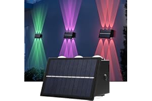 INSDEA Solar Wall Lights Outdoor Dusk to Dawn, 7 Color RGB Gradient Solar Lights for Outside Waterproof, Up and Down Lighting Solar Fence Lights Outdoor for Garden Patio Yard Porch Decorative