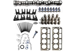BTSCAR Sloppy Stage 2 Camshaft Kit Fit for Chevrolet GMC 1997-2013 4.8L 5.3L 5.7L 6.0L 6.2L LS1, LS2, LS6, LQ4, LQ9, LM7 LS Cam Kit Gen Ⅲ/Ⅳ, Includes Head Gasket, Lifters, Gasket, Springs, Pushrods