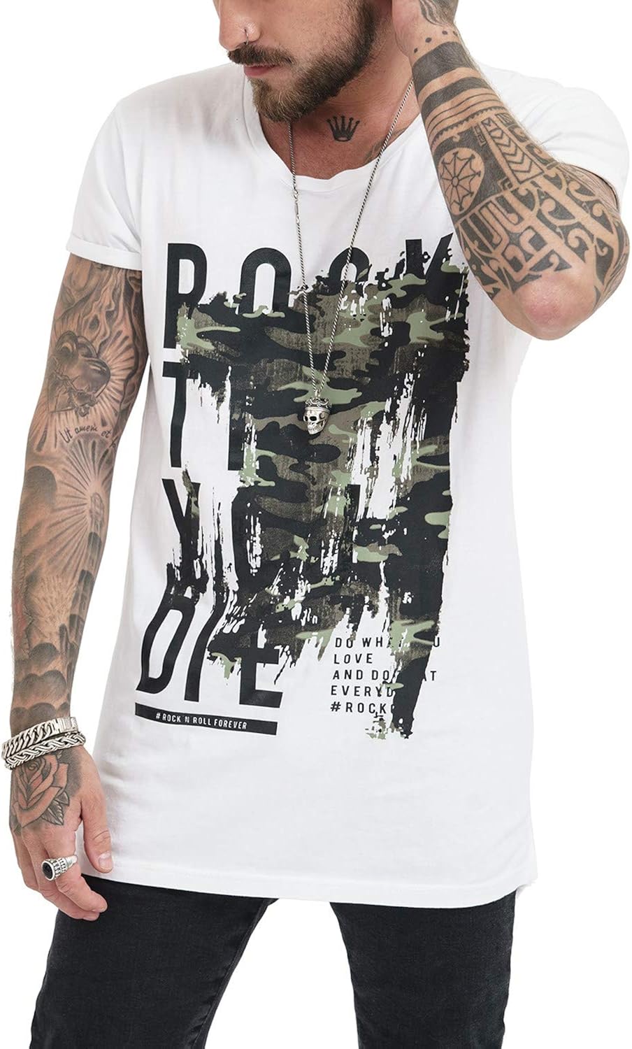 trueprodigy Casual Herren Marken TShirt Aufdruck Oberteil Cool Stylisch Rundhals Kurzarm Slim