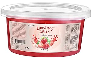 BREXONIC Strawberry Boba Pearls, Strawberry Popping Boba Bursting Boba, Strawberry Bubble Tapioca Pearls For Bubble Tea 1 Pound (Strawberry, 1 LB Pack of 1)