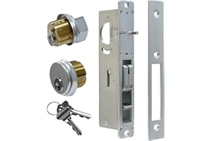 AISECURE Storefront Door Lock Alsecure Commerical Door Mortise Lock for Aluminum Shop Doors 1.1/8 inch Backset Silver