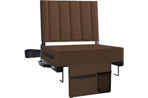 Aliphon Stadium Seat for Bleachers with Back Support and Cushion, Bleacher Seats with Shoulder Strap and Cup Holder, Padded Portable Folding Comfort Stadium Chair, for Sports Events, Brown (1pcs)