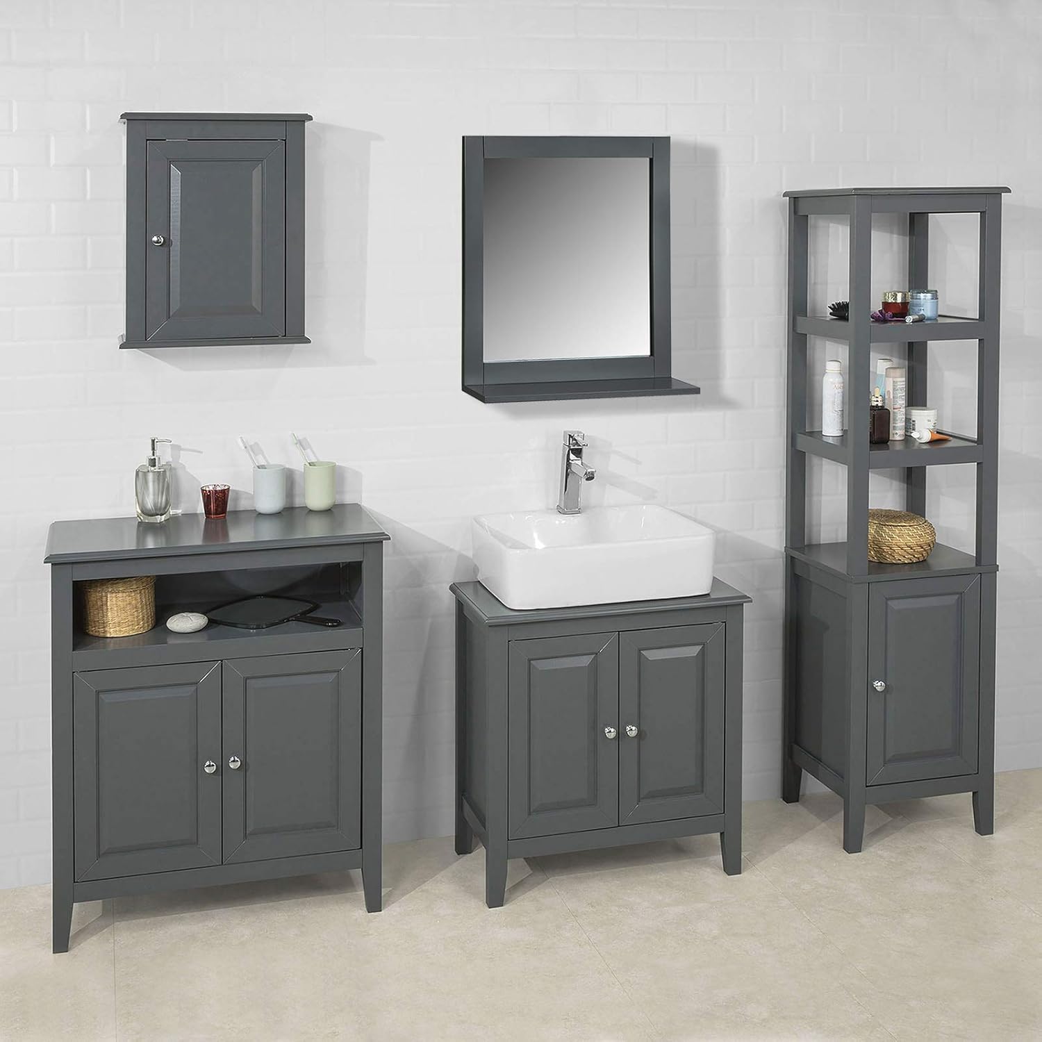 SoBuy BZR16-DG Spiegel Wandspiegel Badspiegel mit Ablage Hängespigel