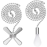 Ceiling Fan Pull Chain Extender, 24-inch Extra Long with Decorative Frosted Glass Bulb and Fan Cord, Fit All Standard 3mm Diameter Ceiling Fans and Light Fixtures Factory Pull