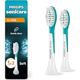 Philips Sonicare for Kids 7+ Genuine Replacement Toothbrush Heads, 2 Brush Heads, Turquoise and White, Standard, HX6042/94