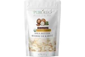 PUROLEO Organic Certified USDA Shea Butter (0.5 lb/227g) - Pure & Natural, Ethically Sourced, Packed In Canada - Moisturizing