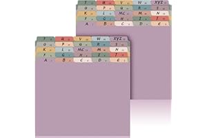 NOVEREAD 2 Set 50 Pcs Alphabet File Dividers Top Tab File Guides Set, Heavyweight A-z Letter Size Filing Cabinet Dividers 1/5 Cut Tab Desk Organizer for Work School Office(Vintage Colors)