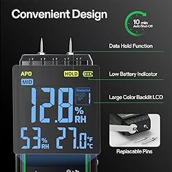 VIVOSUN Wood Moisture Meter, 3-In-1 Pin-Type
