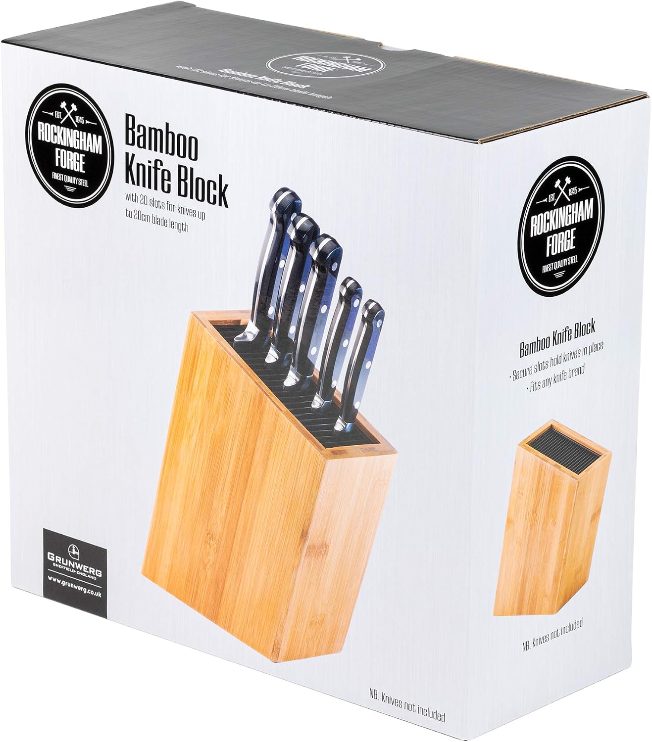 Rockingham Forge Wooden Bamboo Universal Knife Block for up to 20 Knives - Image 4