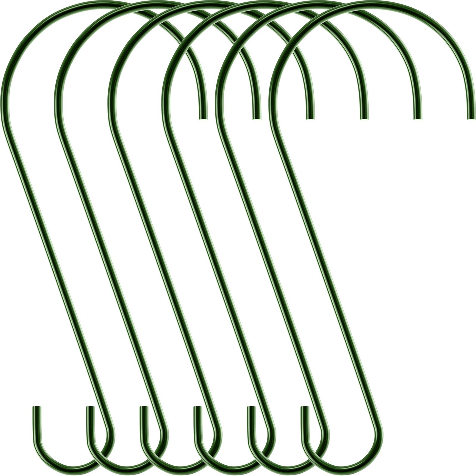 Hotop 6 Pieces Heavy Duty Big S Hooks Bird Feeder Garden Rustproof Stainless Steel Hook for Tree Branch, Kitchen, Bird House, Plants, Baskets, Lanterns and Bicycles(12 Inch,Green)