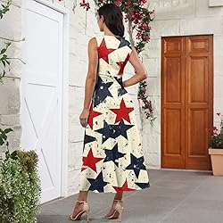 CHRATLHI American Flag Dress Maxi Long Fourth of