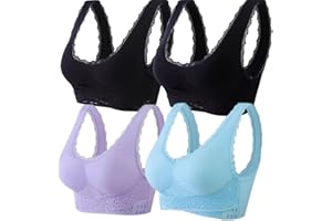 Gamivast Kendally Bras for Women Multi Pack,Corset Bra Front Cross Side Buckle Lace Bras,No Underwire Push Up Bra Sports Bra