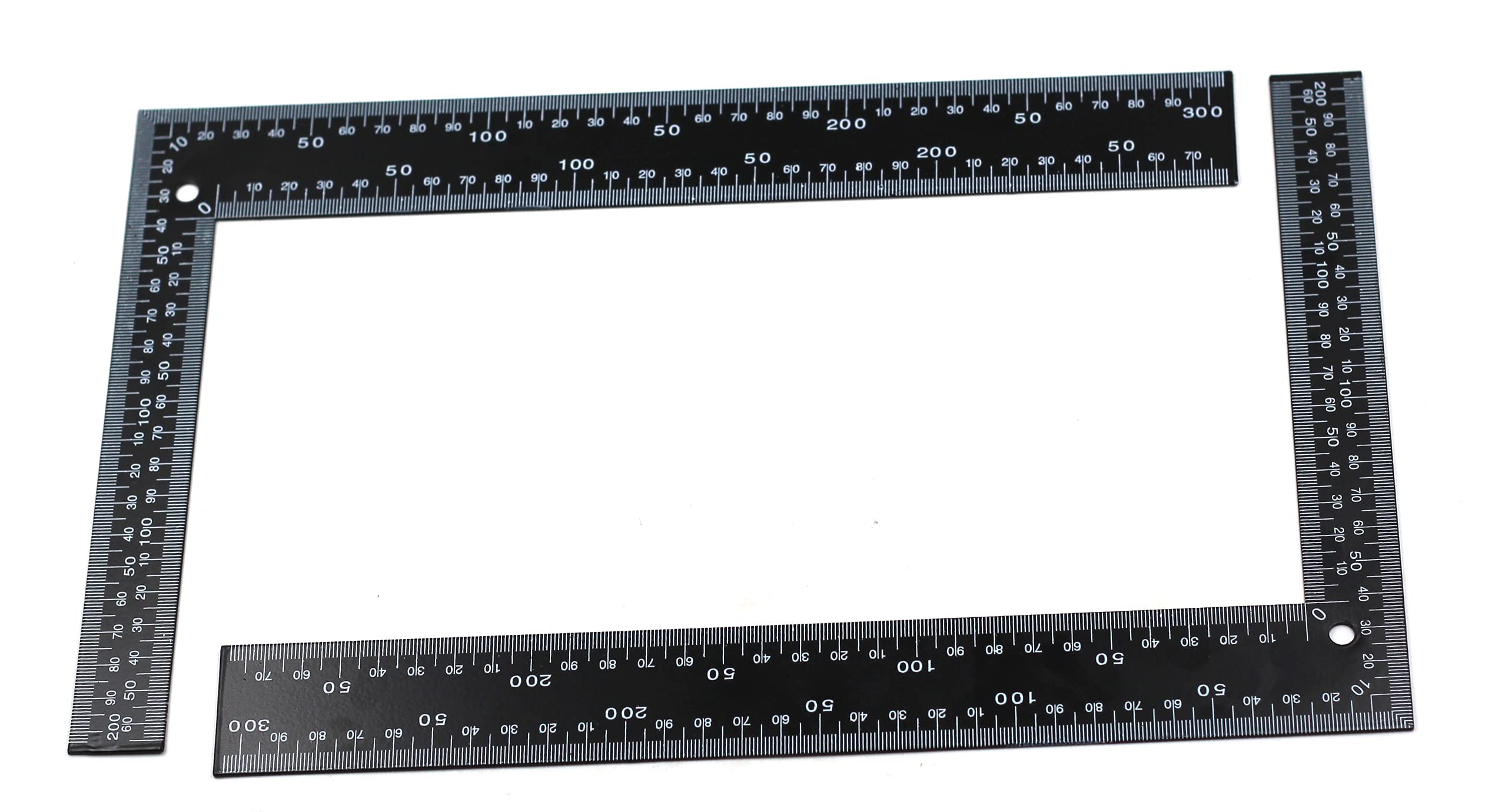 feedal L Shaped Metric Square Carpenter Black Tempered Stainless Steel Measuring Square Ruler for Accurate Cutting, Trimming, Slicing, and Measuring