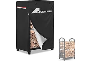 Alickwang 17 Inch Firewood Rack Cover,Heavy Duty 600D Waterproof Outdoor Firewood Storage Rack Cover,Wood Rack Cover for 2-Tiers Small Log Holders for Firewood.(14" D x 17" W x 30" H,Cover Only)