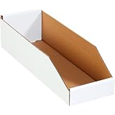 Partners Brand PBINBWZ618 Open Top Bin Boxes, 6" x 18" x 4 1/2", Oyster White (Pack of 50)