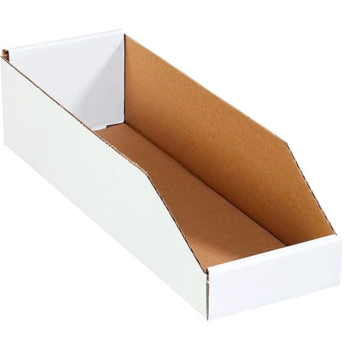 BOX USA BBINBWZ618 Open Top Bin Boxes, 6" x 18" x 4 1/2", Oyster White (Pack of 50)