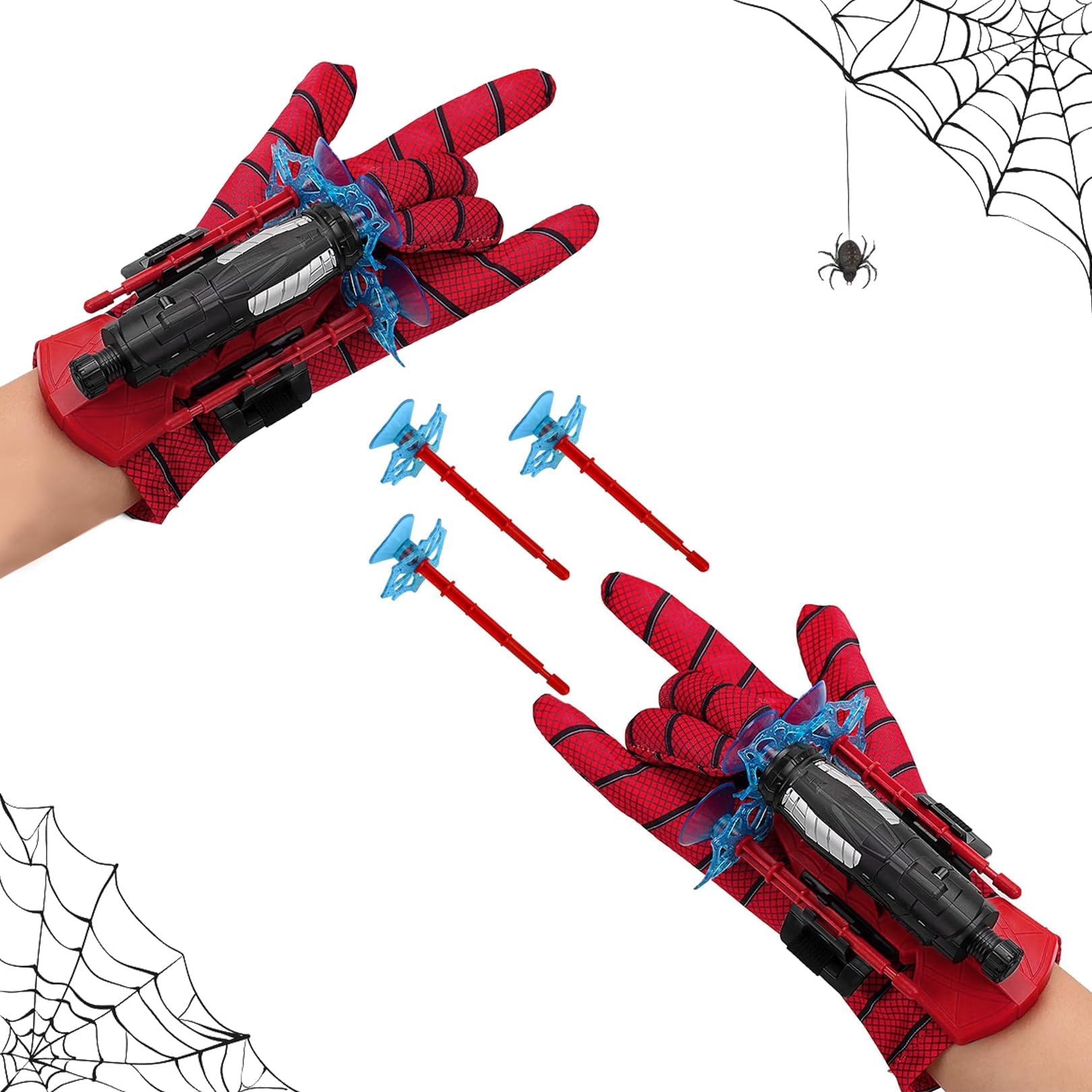 2 Set Spider Gloves, Wrist Toy Set, Spider Web Shooters Launcher Gloves for Cosplay Gift