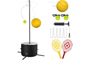 JSTFRU Tetherball Tennis&Tetherball Set,Heavy Duty Tetherball Equipment with Pole for Backyard,with 8.07 Feet Adjustable Height Pole,2 Tennis Balls,2 Rackets,1 Tetherball with Rope,Fun Family Lawn Game
