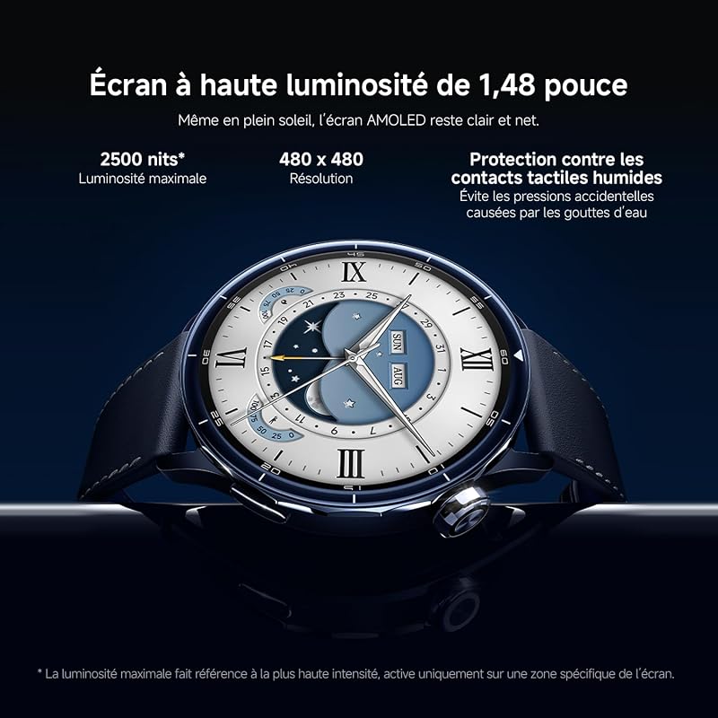 Watch S5 46 mm, Montre connectée, Autonomie de 21 Jours, GPS, Noir