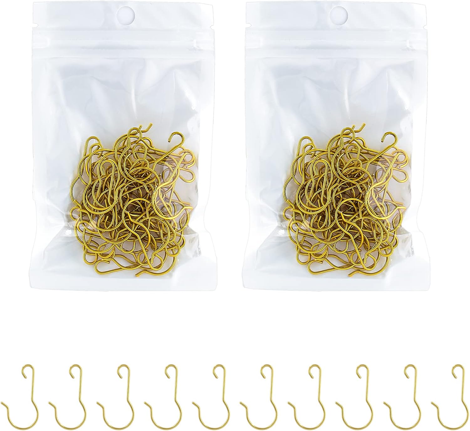 Ornament Hooks - BokWin 120 Pcs Wire Metal Ornament Hooks,1.18 Inch Mini Hanging Ornament Hooks for Christmas Tree Halloween Party Farmhouse Decoration(Gold)